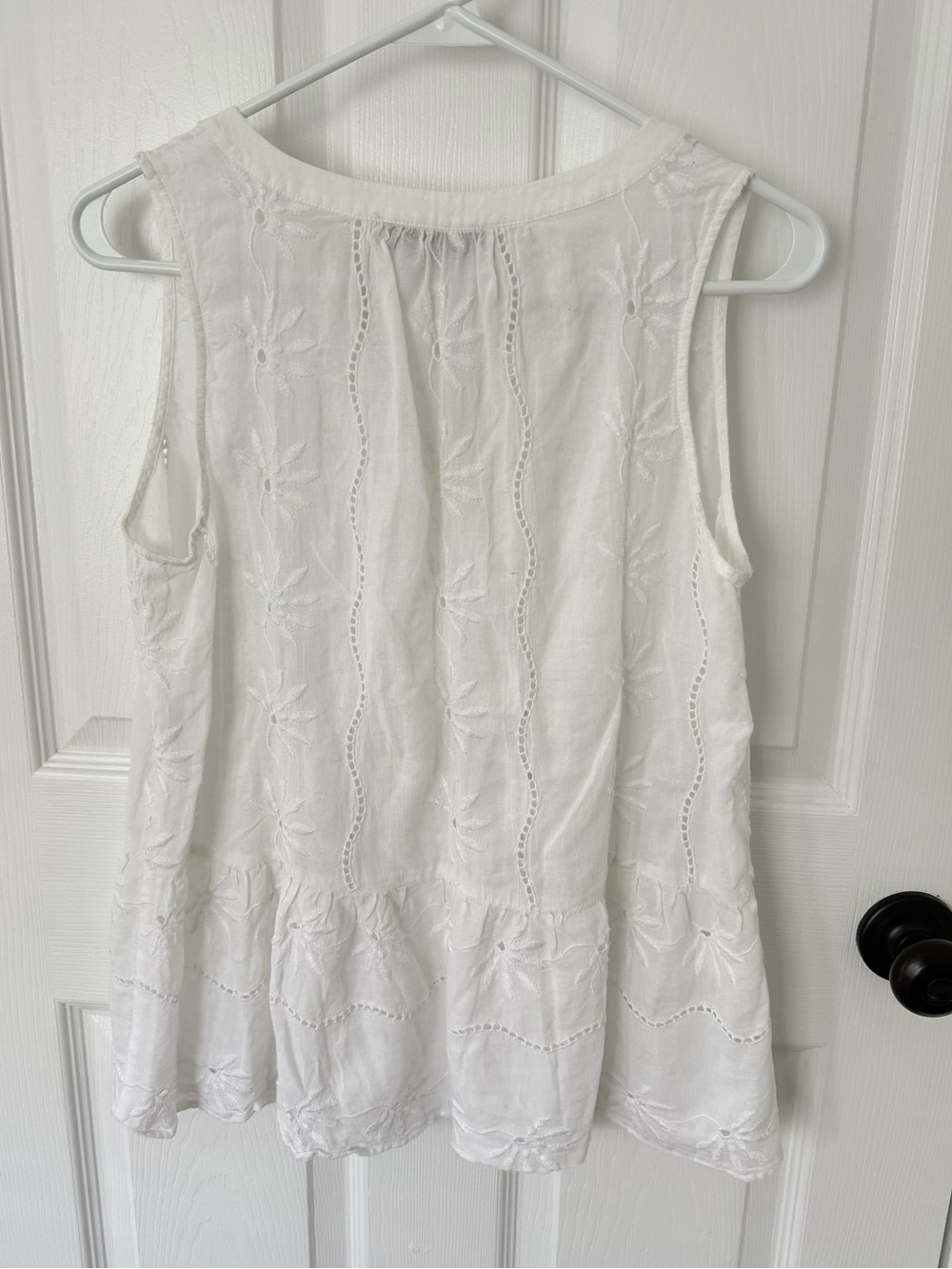 LOFT White V-Neck Eyelet Embroidered Top - Picture 2 of 4